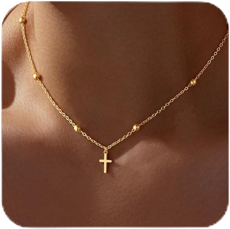 Yoosteel Cross Necklace Christian Gifts 14K Gold Plated