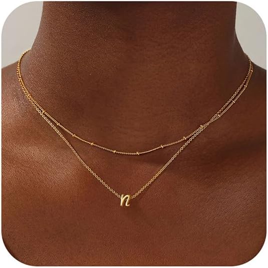 Yoosteel Letter A-Z Initial Necklace Gold Silver